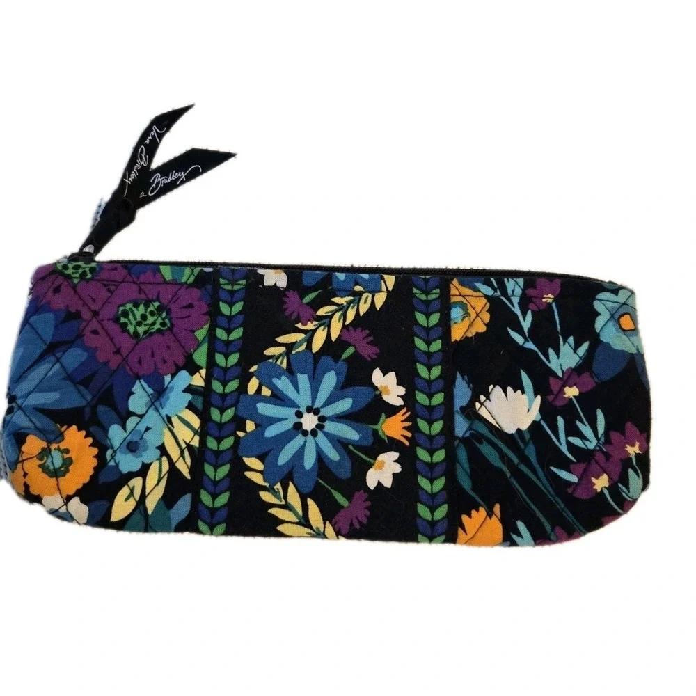 Vera Bradley Quilted Zip Eyeglass Sunglasses Case Pouch Retired Blue Floral 9